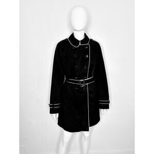 White House Black Market Trench Coat Size 12 Belted Double Breasted Jacket